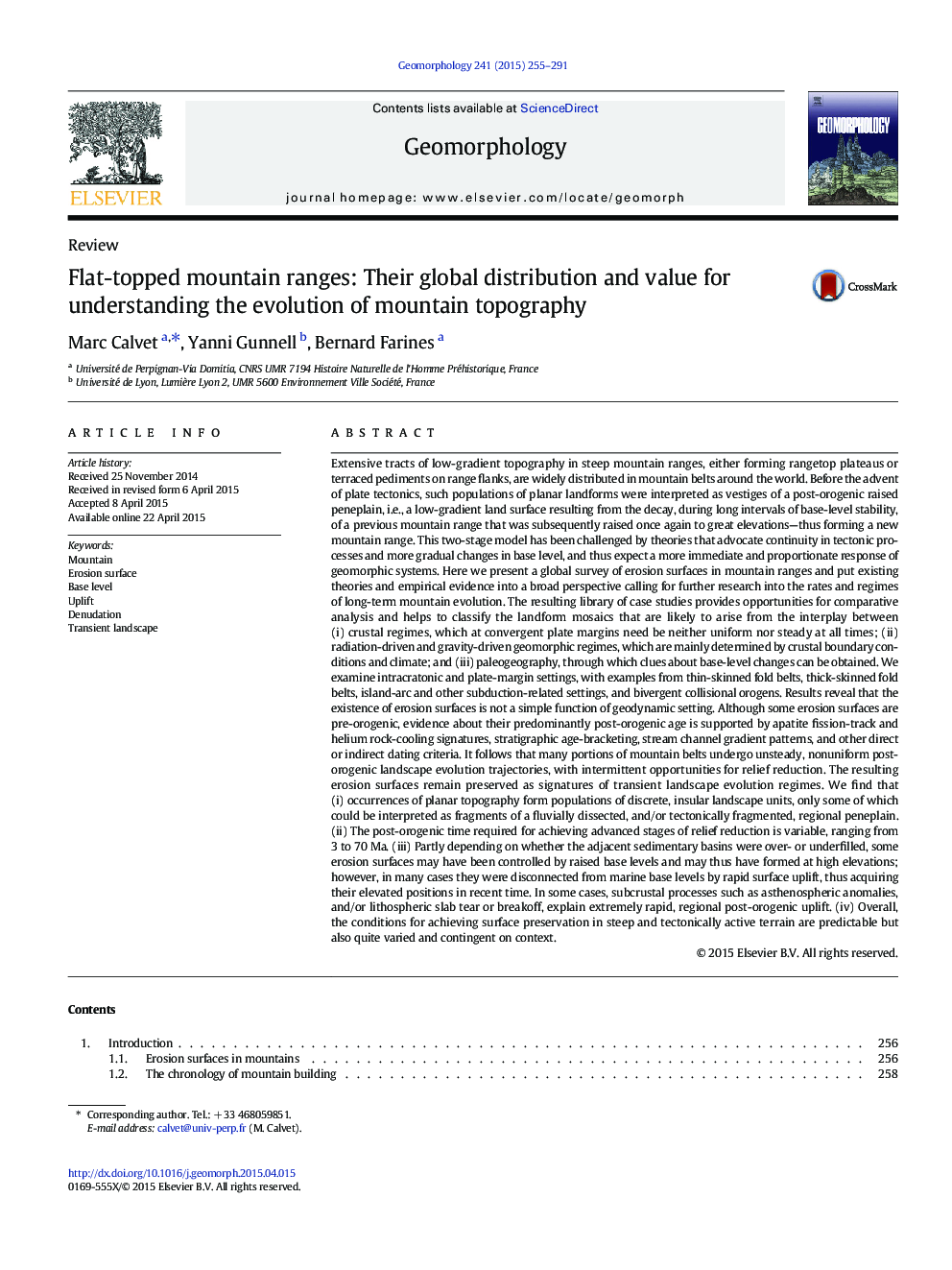 ReviewFlat-topped mountain ranges: Their global distribution and value for understanding the evolution of mountain topography