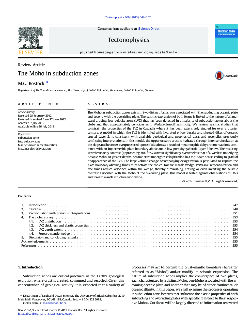 Review ArticleThe Moho in subduction zones