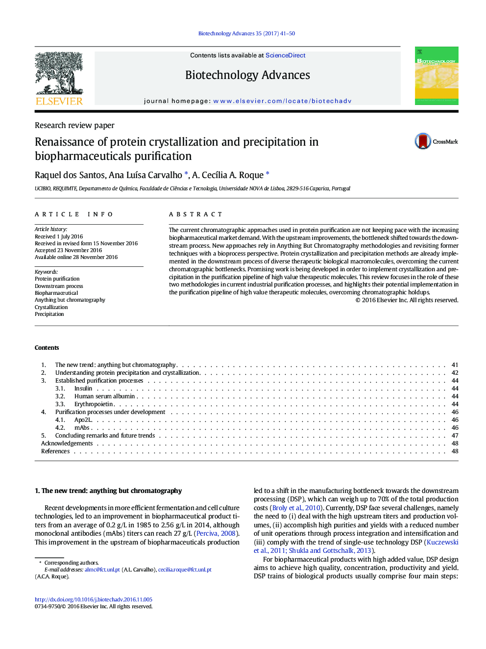 مقاله بررسی تحقیقات بازسازی پروتئین کریستالیزاسیون و بارش در تصفیه بیوفارمینتیک
