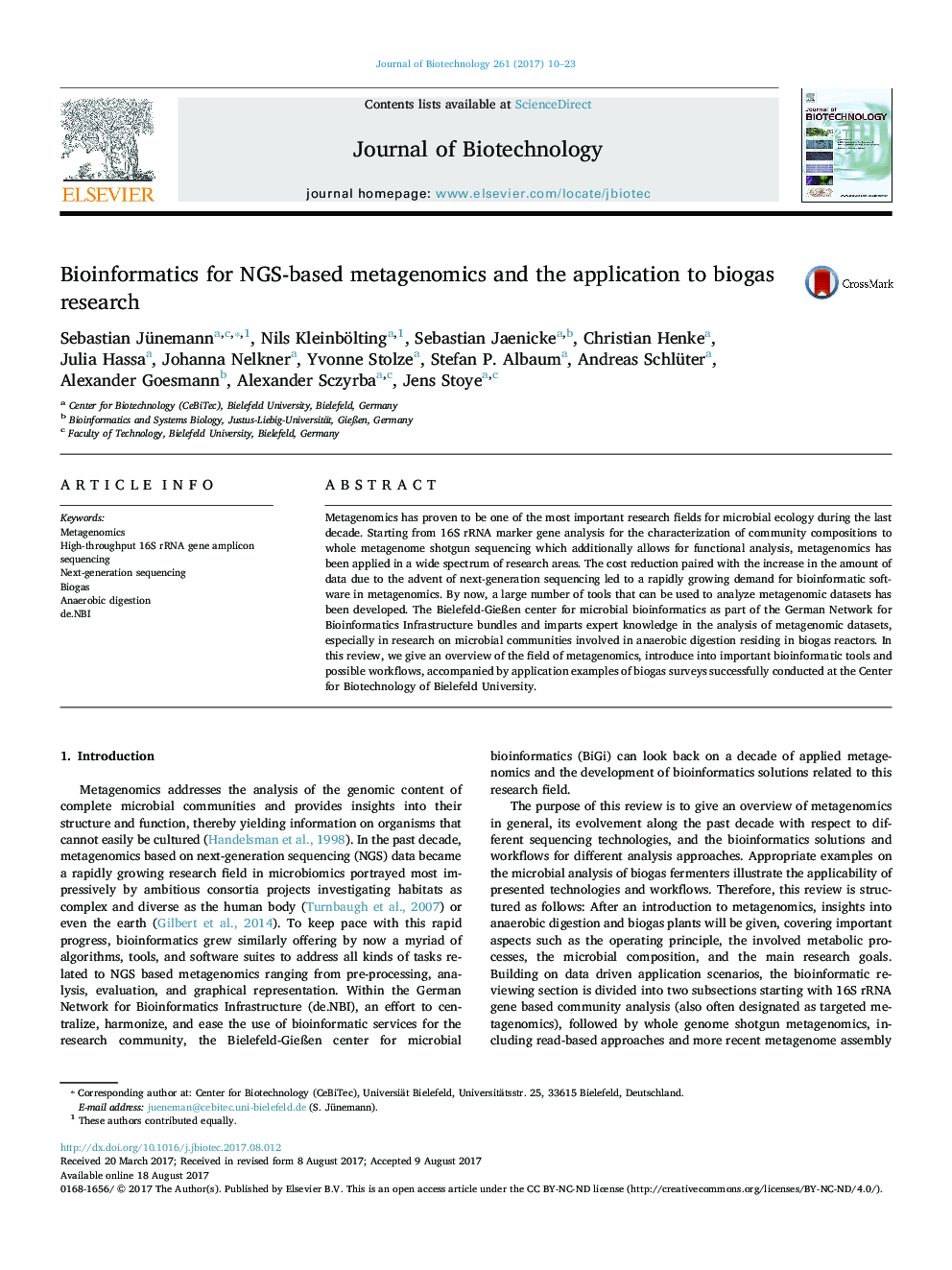 Bioinformatics for NGS-based metagenomics and the application to biogas research