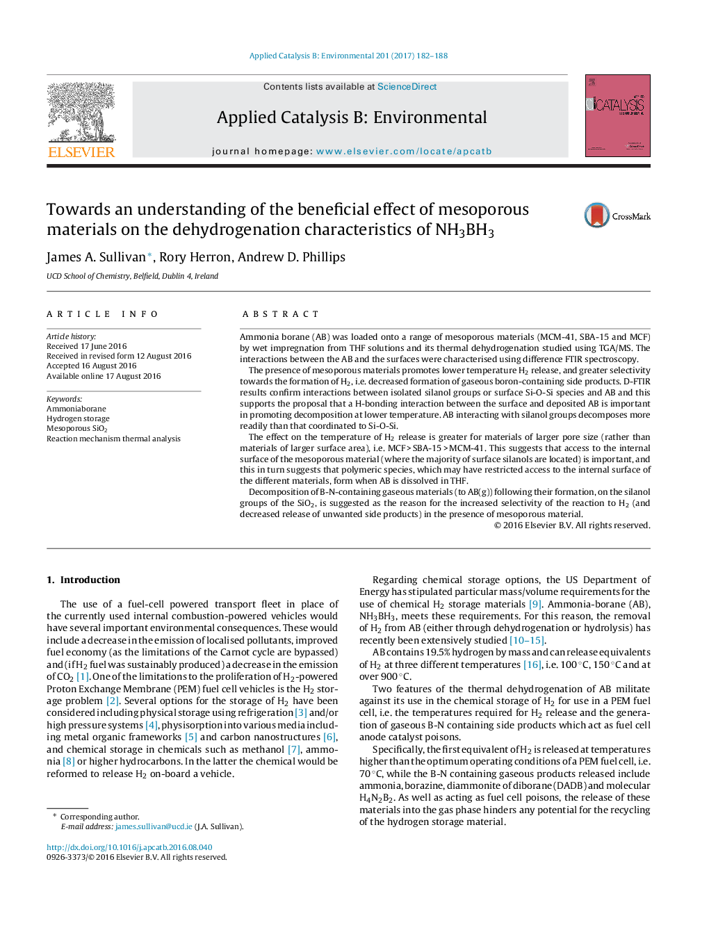 Towards an understanding of the beneficial effect of mesoporous materials on the dehydrogenation characteristics of NH3BH3