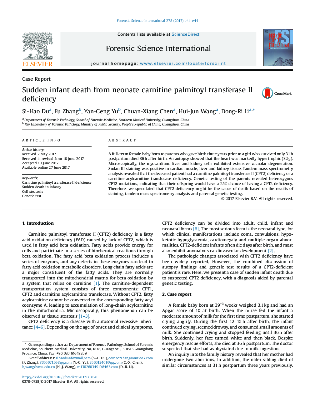 Sudden infant death from neonate carnitine palmitoyl transferase II deficiency
