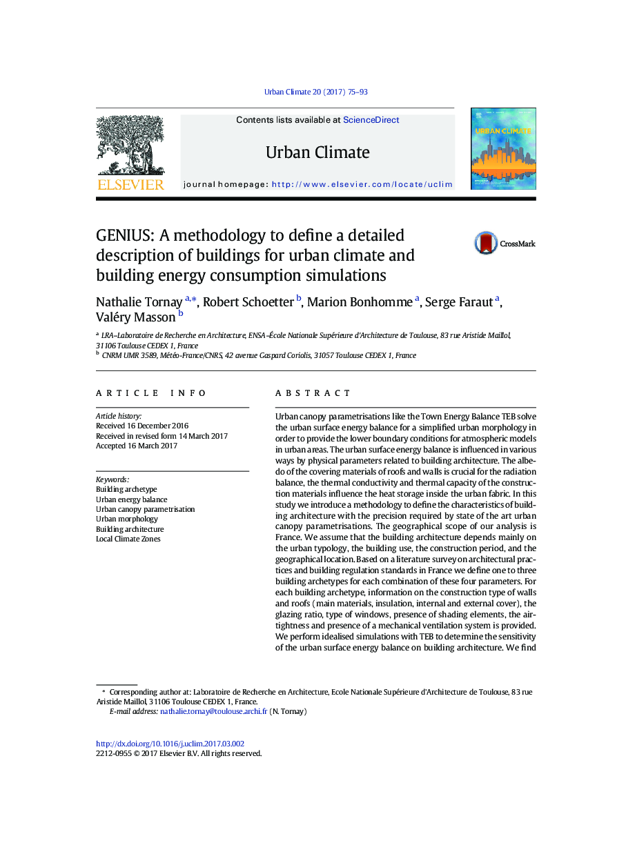 GENIUS: A methodology to define a detailed description of buildings for urban climate and building energy consumption simulations