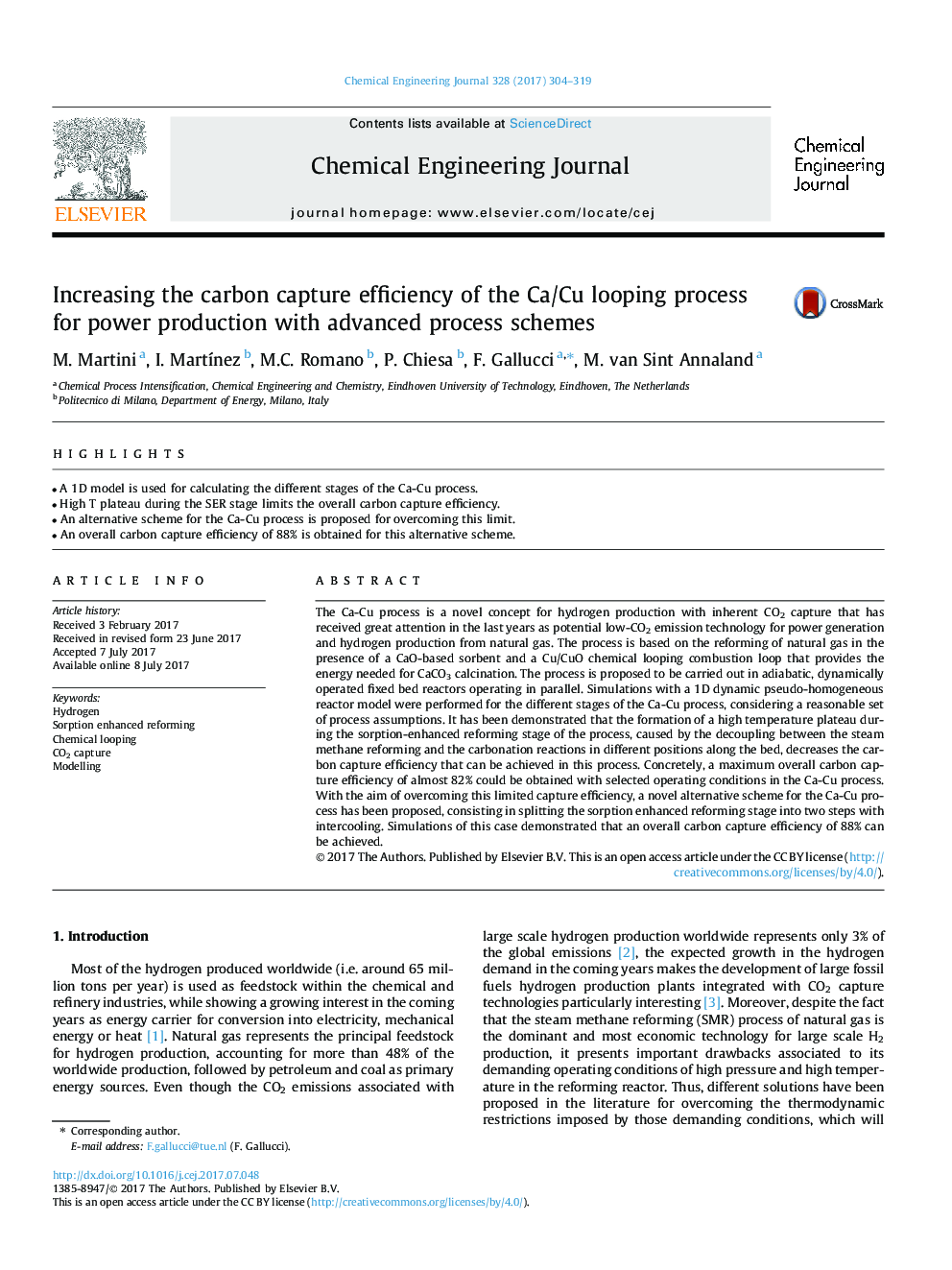 Increasing the carbon capture efficiency of the Ca/Cu looping process for power production with advanced process schemes