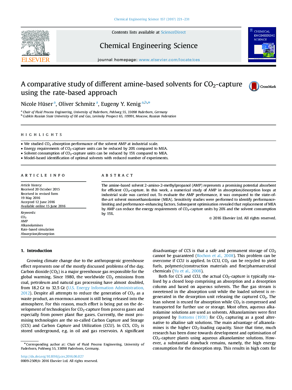 A comparative study of different amine-based solvents for CO2-capture using the rate-based approach