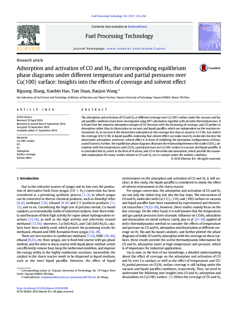 Adsorption and activation of CO and H2, the corresponding equilibrium phase diagrams under different temperature and partial pressures over Cu(100) surface: Insights into the effects of coverage and solvent effect