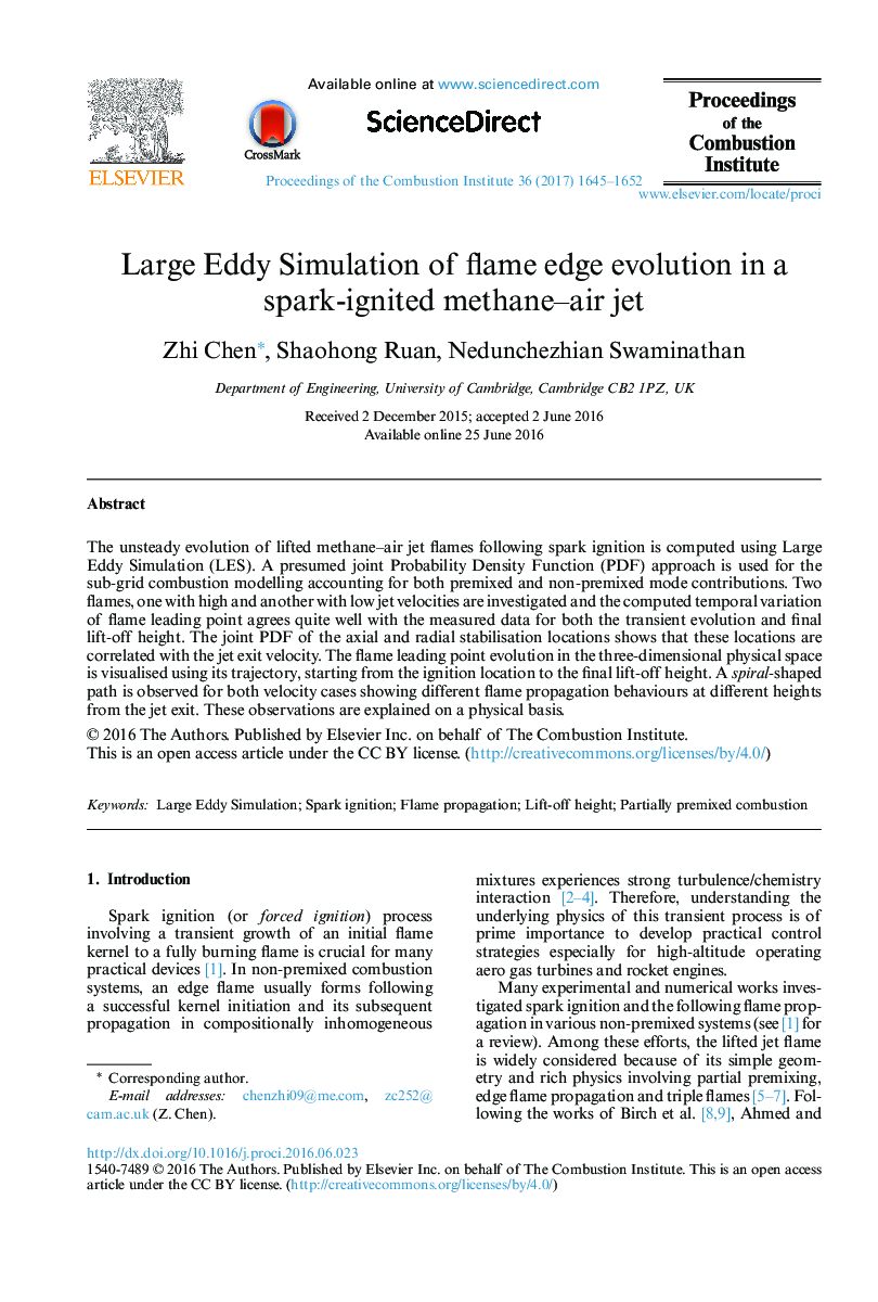 Large Eddy Simulation of flame edge evolution in a spark-ignited methane-air jet