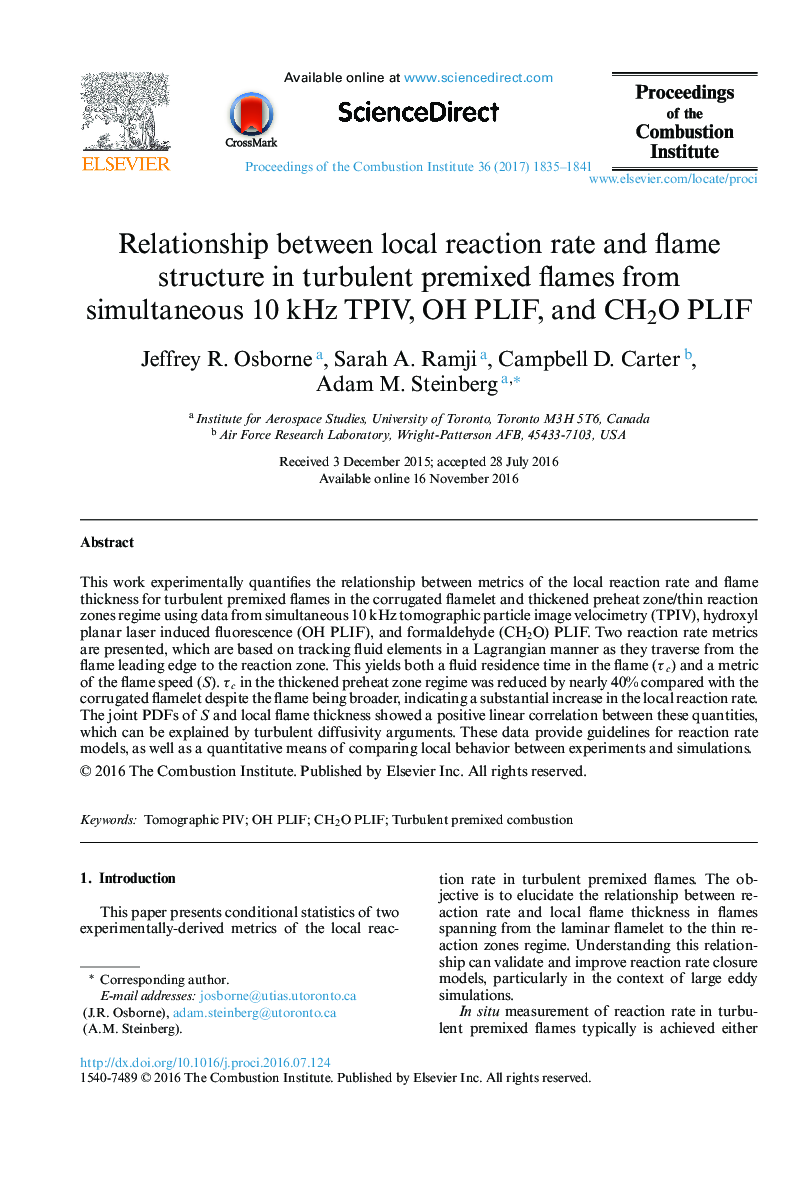 Relationship between local reaction rate and flame structure in turbulent premixed flames from simultaneous 10 kHz TPIV, OH PLIF, and CH2O PLIF