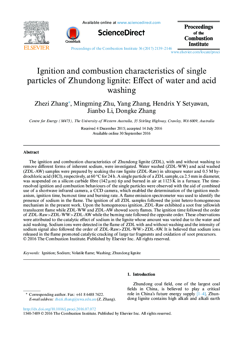 Ignition and combustion characteristics of single particles of Zhundong lignite: Effect of water and acid washing