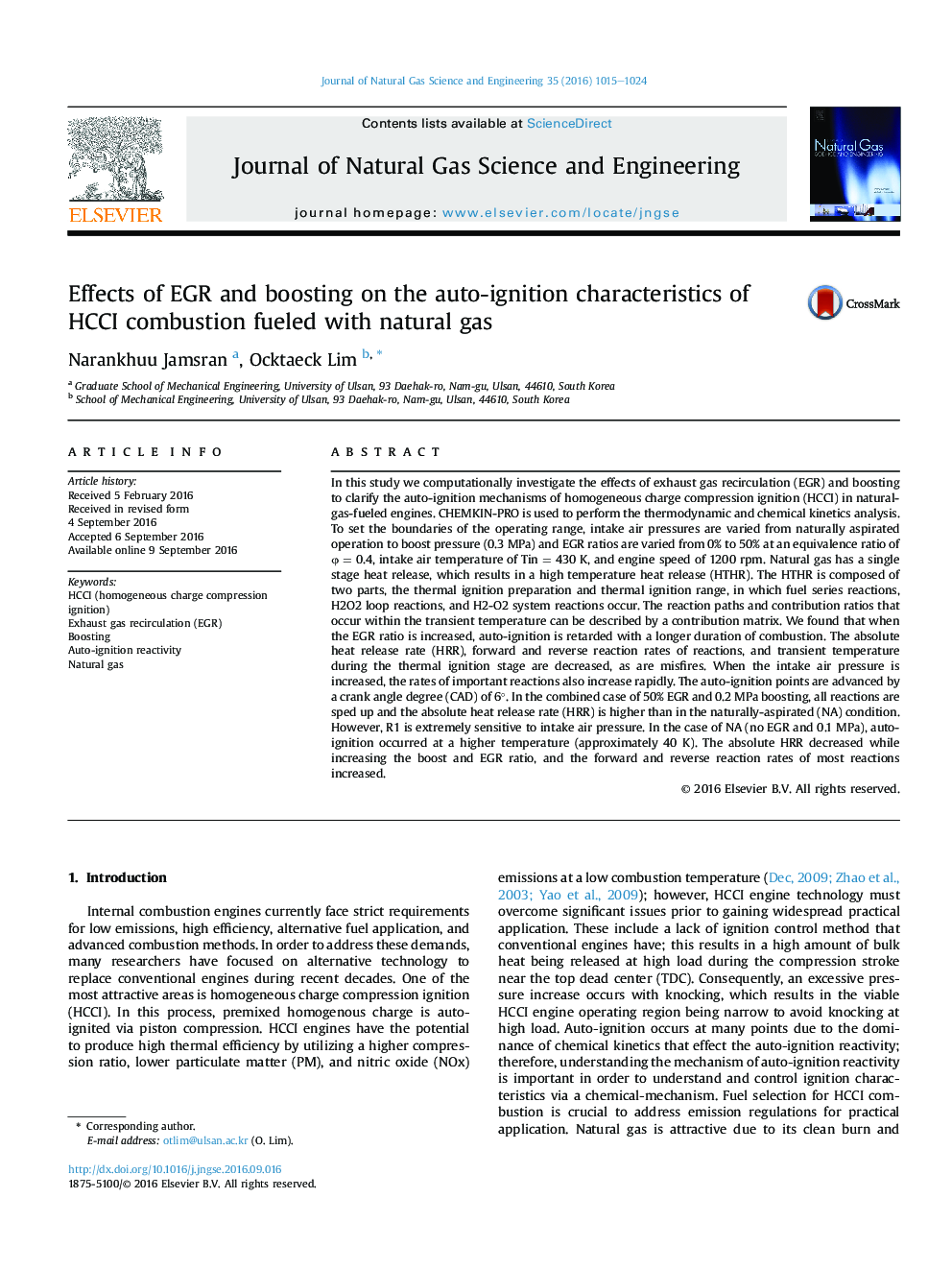 Effects of EGR and boosting on the auto-ignition characteristics of HCCI combustion fueled with natural gas