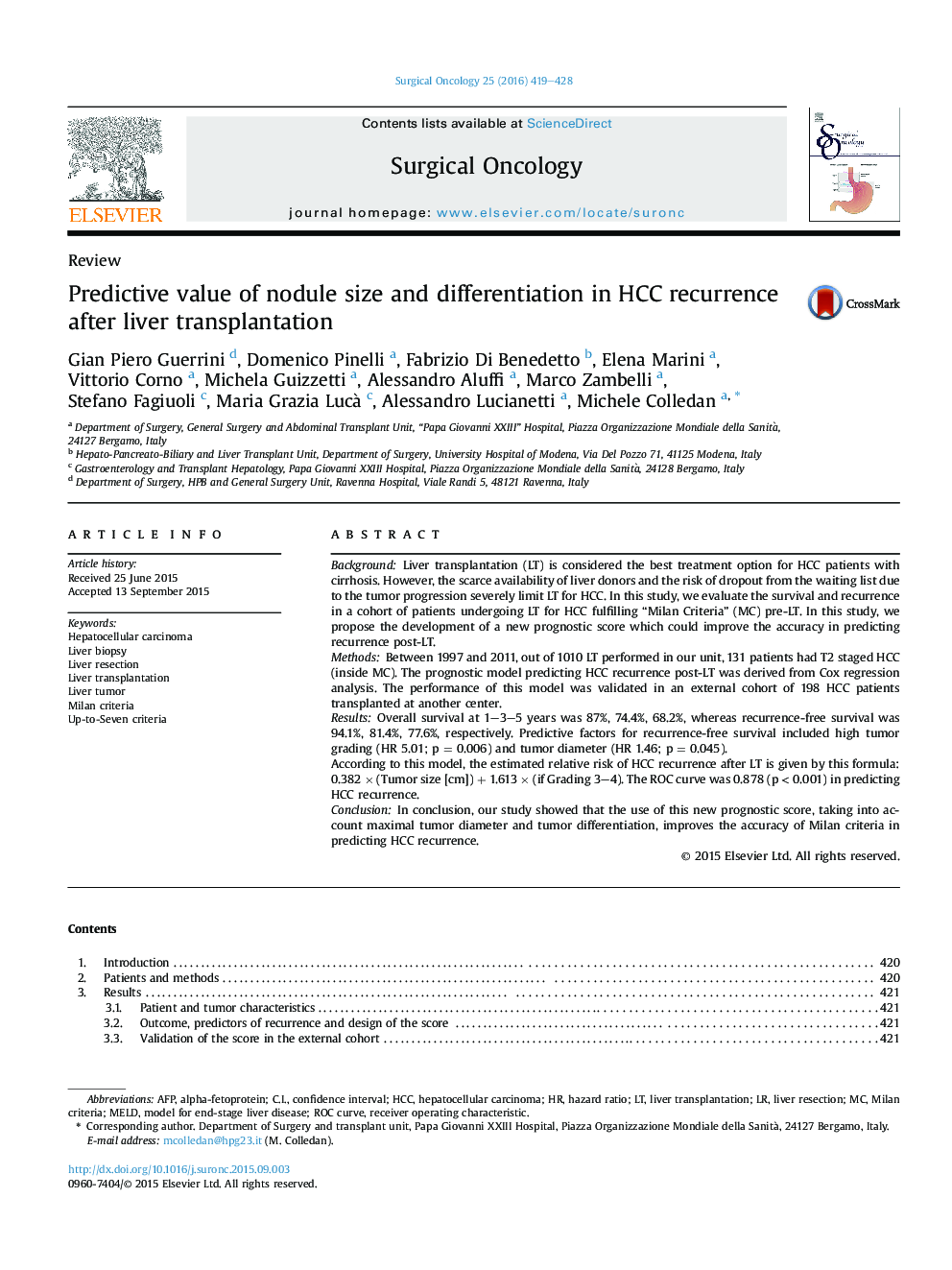 Predictive value of nodule size and differentiation in HCC recurrence after liver transplantation