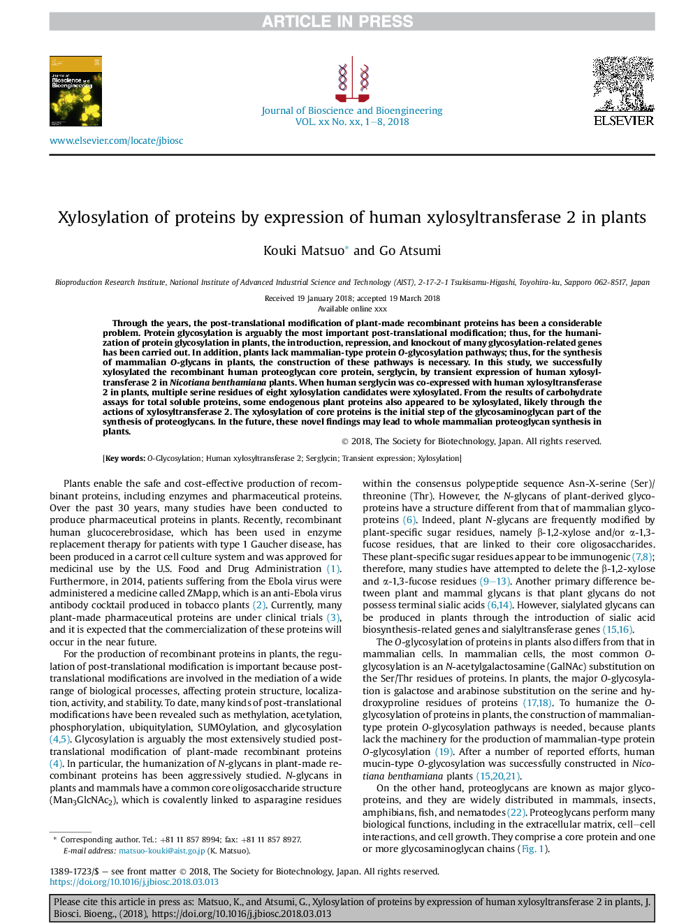 Xylosylation of proteins by expression of human xylosyltransferase 2 in plants