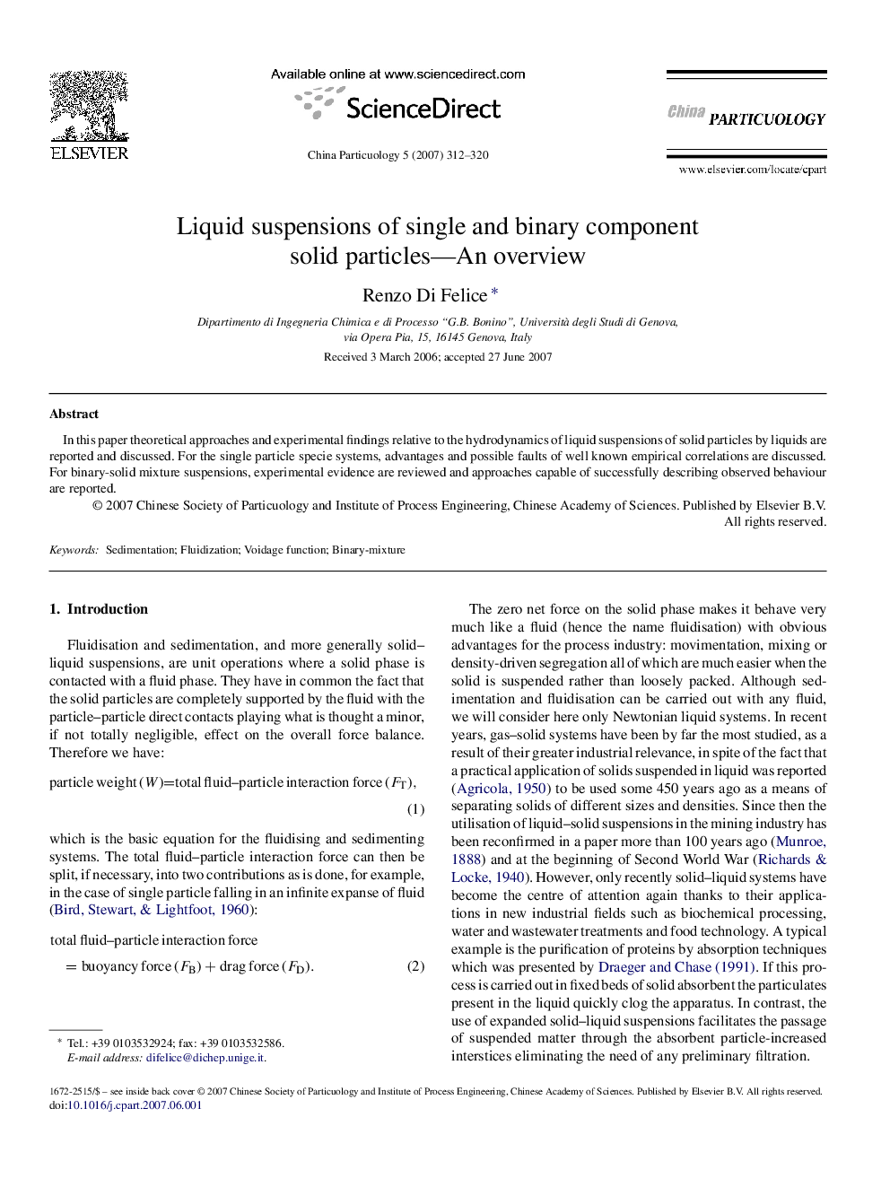 Liquid suspensions of single and binary component solid particles—An overview