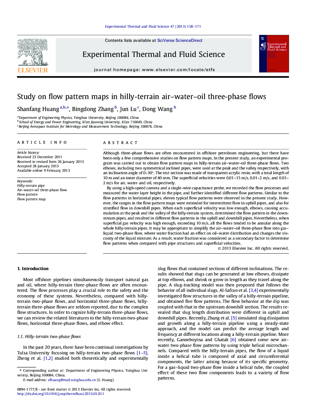 Study on flow pattern maps in hilly-terrain air–water–oil three-phase flows