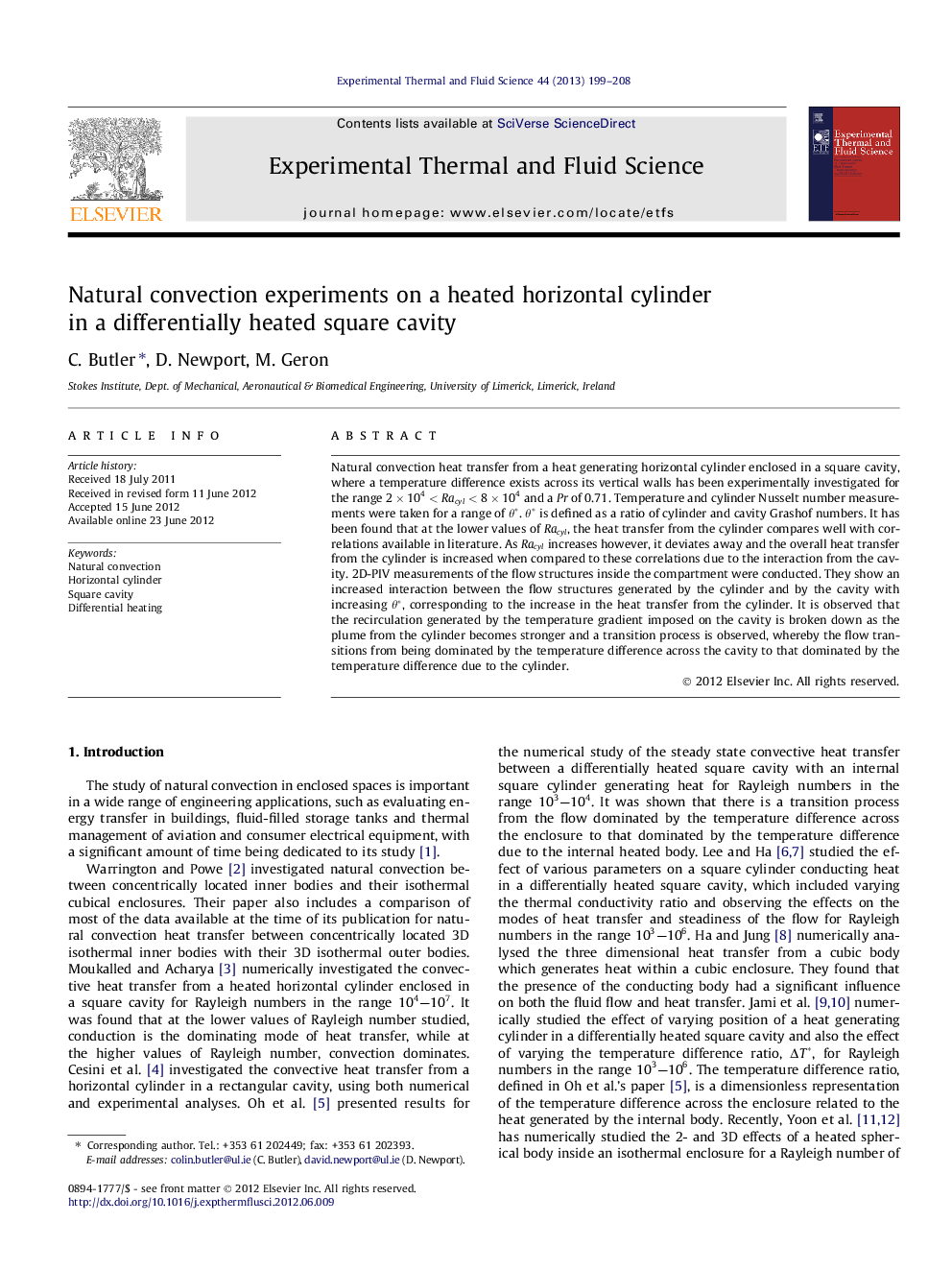 Natural convection experiments on a heated horizontal cylinder in a differentially heated square cavity