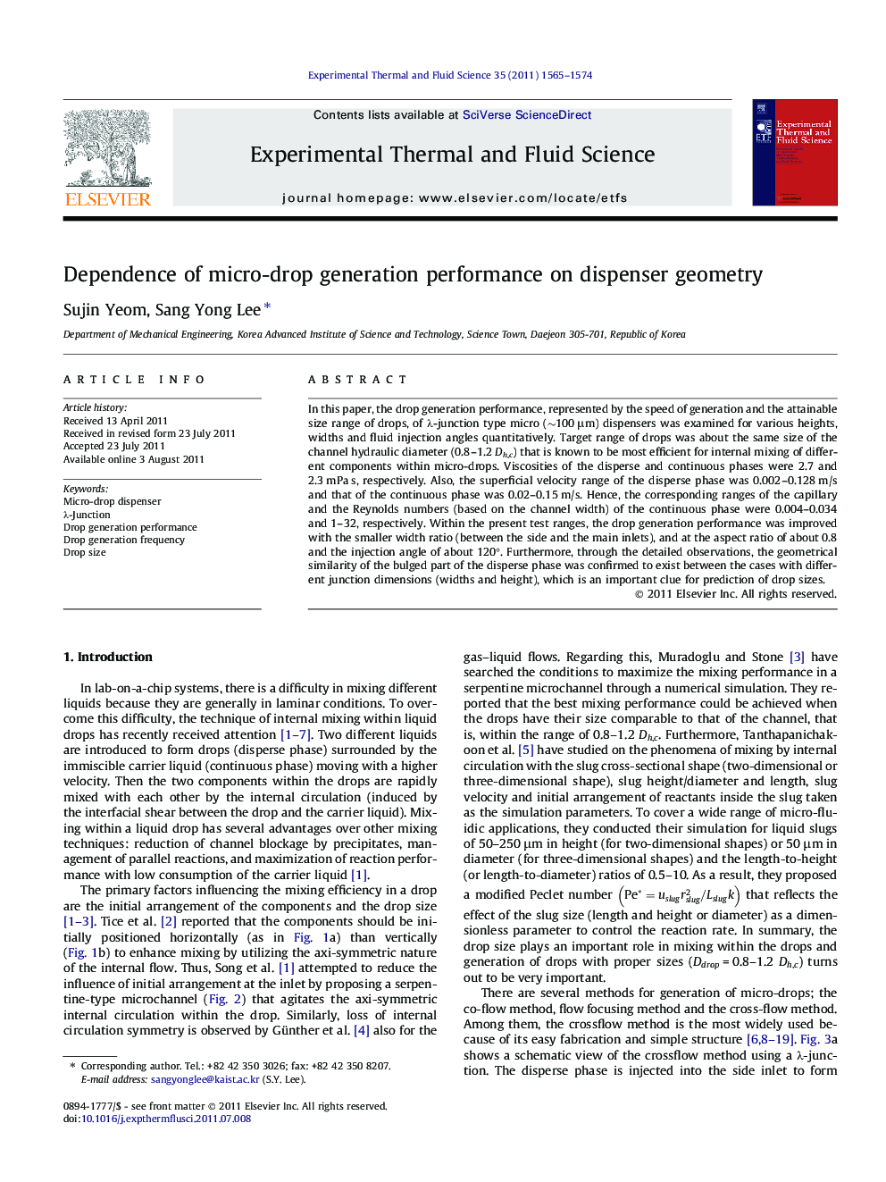 Dependence of micro-drop generation performance on dispenser geometry