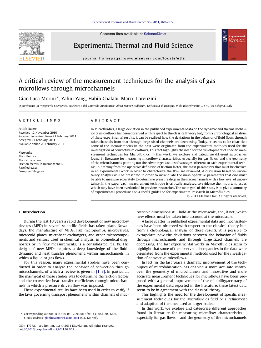 A critical review of the measurement techniques for the analysis of gas microflows through microchannels