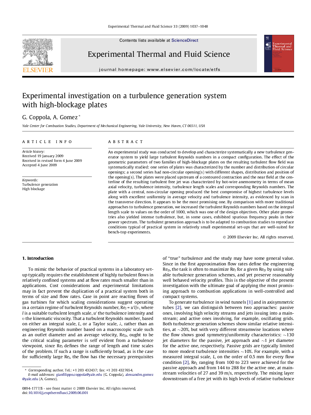 Experimental investigation on a turbulence generation system with high-blockage plates