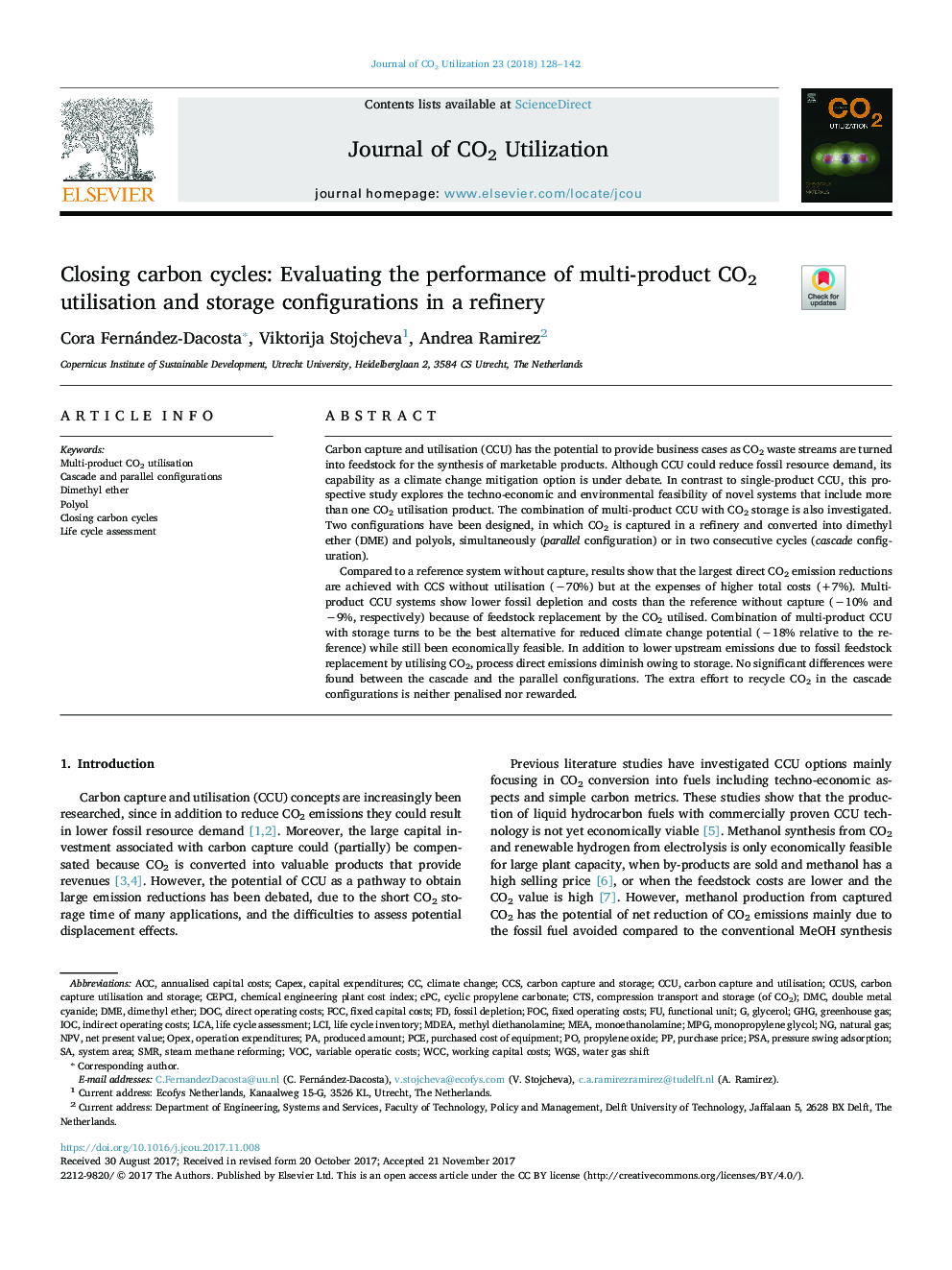 Closing carbon cycles: Evaluating the performance of multi-product CO2 utilisation and storage configurations in a refinery