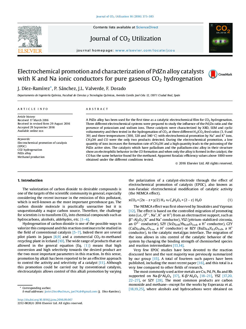 Electrochemical promotion and characterization of PdZn alloy catalysts with K and Na ionic conductors for pure gaseous CO2 hydrogenation
