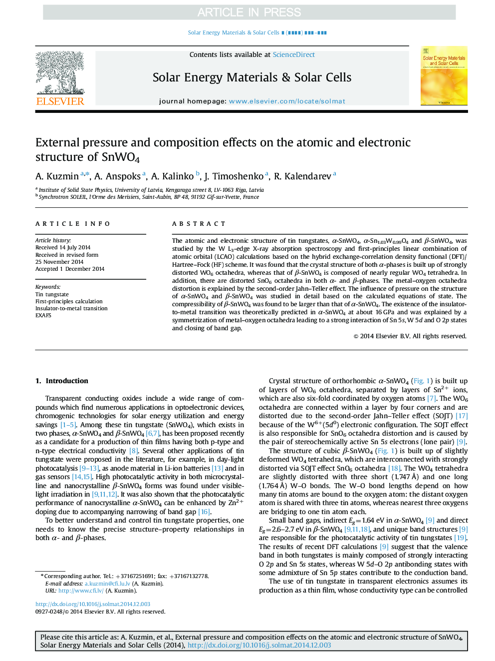 External pressure and composition effects on the atomic and electronic structure of SnWO4