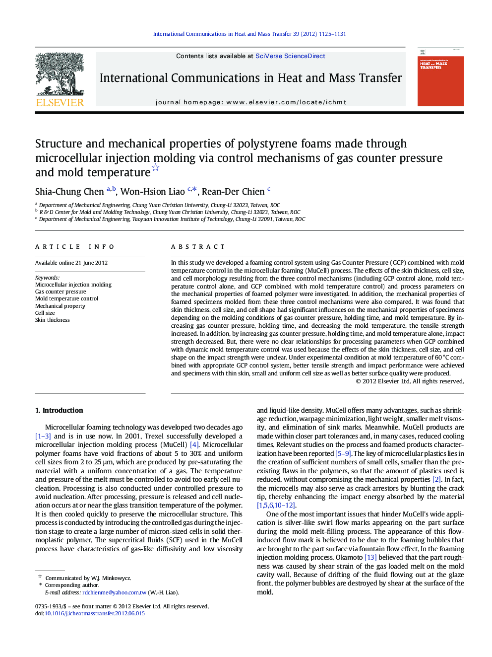 Structure and mechanical properties of polystyrene foams made through microcellular injection molding via control mechanisms of gas counter pressure and mold temperature