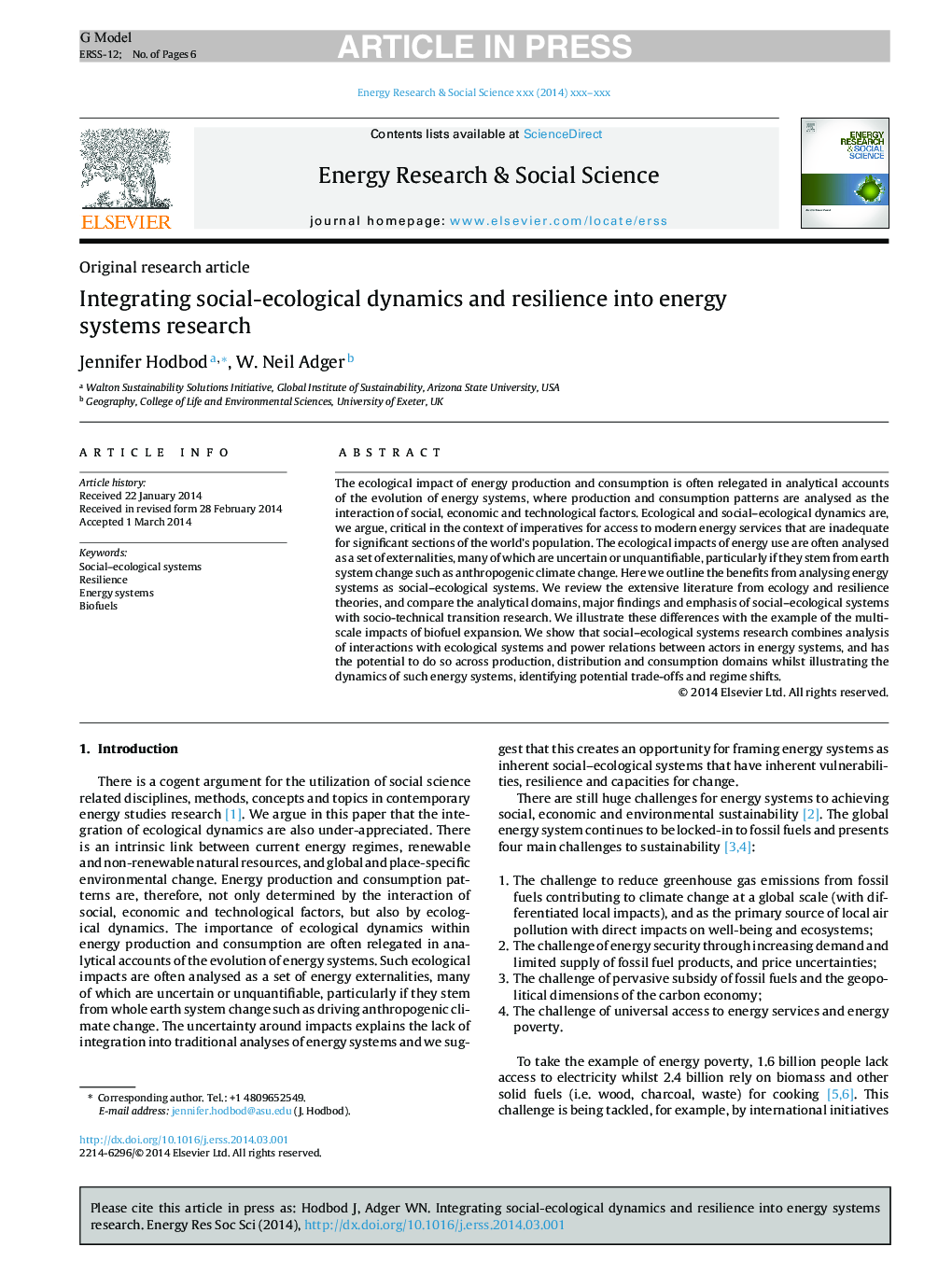 ادغام دینامیک اجتماعی-محیطی و انعطاف پذیری در تحقیقات سیستم های انرژی 