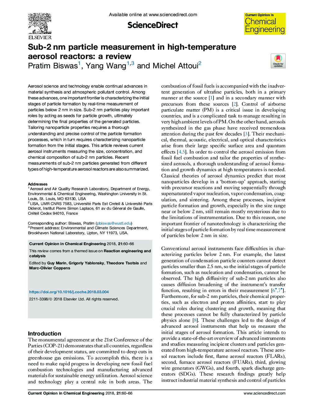 Sub-2Â nm particle measurement in high-temperature aerosol reactors: a review