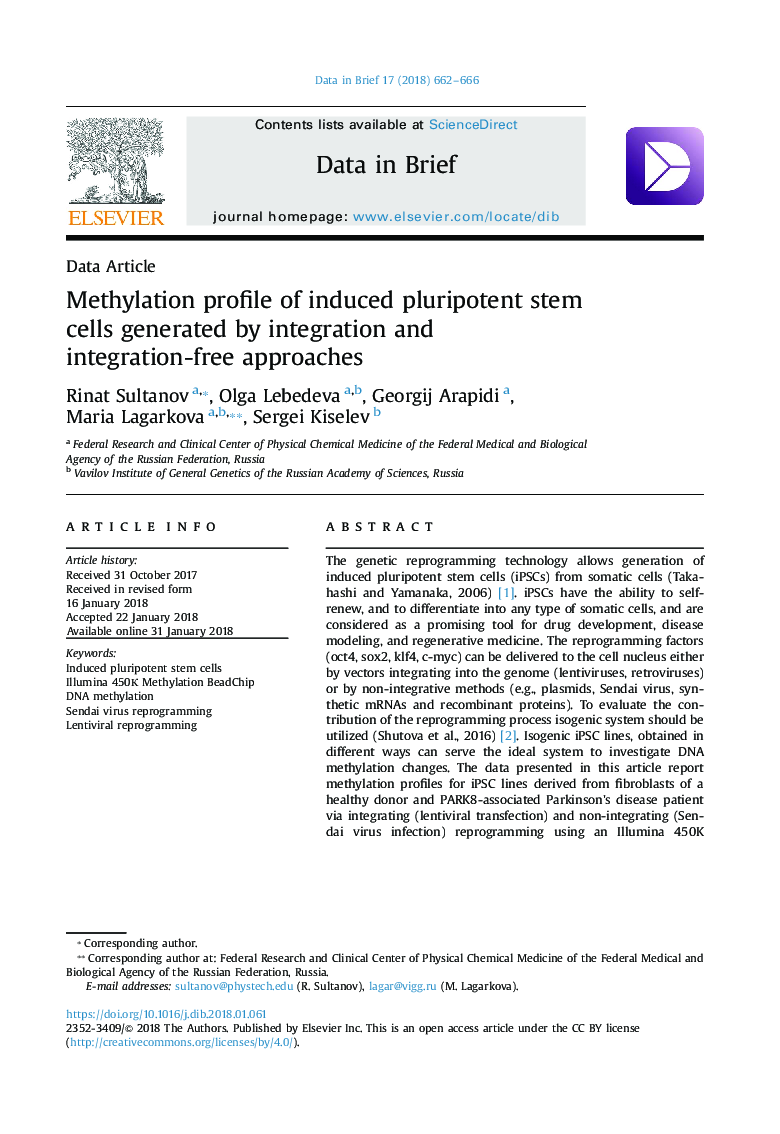 مشخصات متیلاسیون سلول های بنیادی پلوروپتول القا شده بوسیله ادغام و رویکردهای یکپارچه سازی 