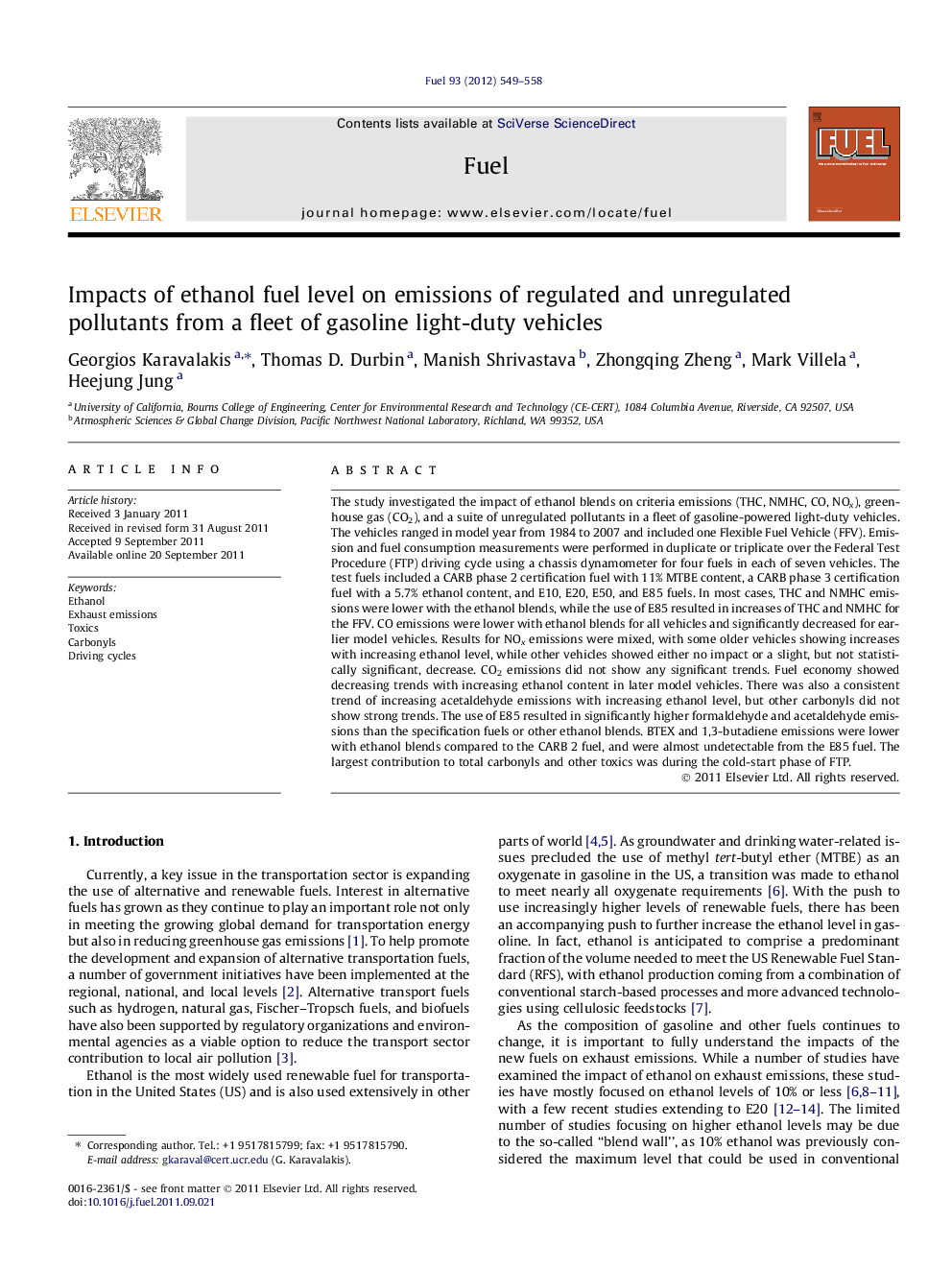 Impacts of ethanol fuel level on emissions of regulated and unregulated pollutants from a fleet of gasoline light-duty vehicles