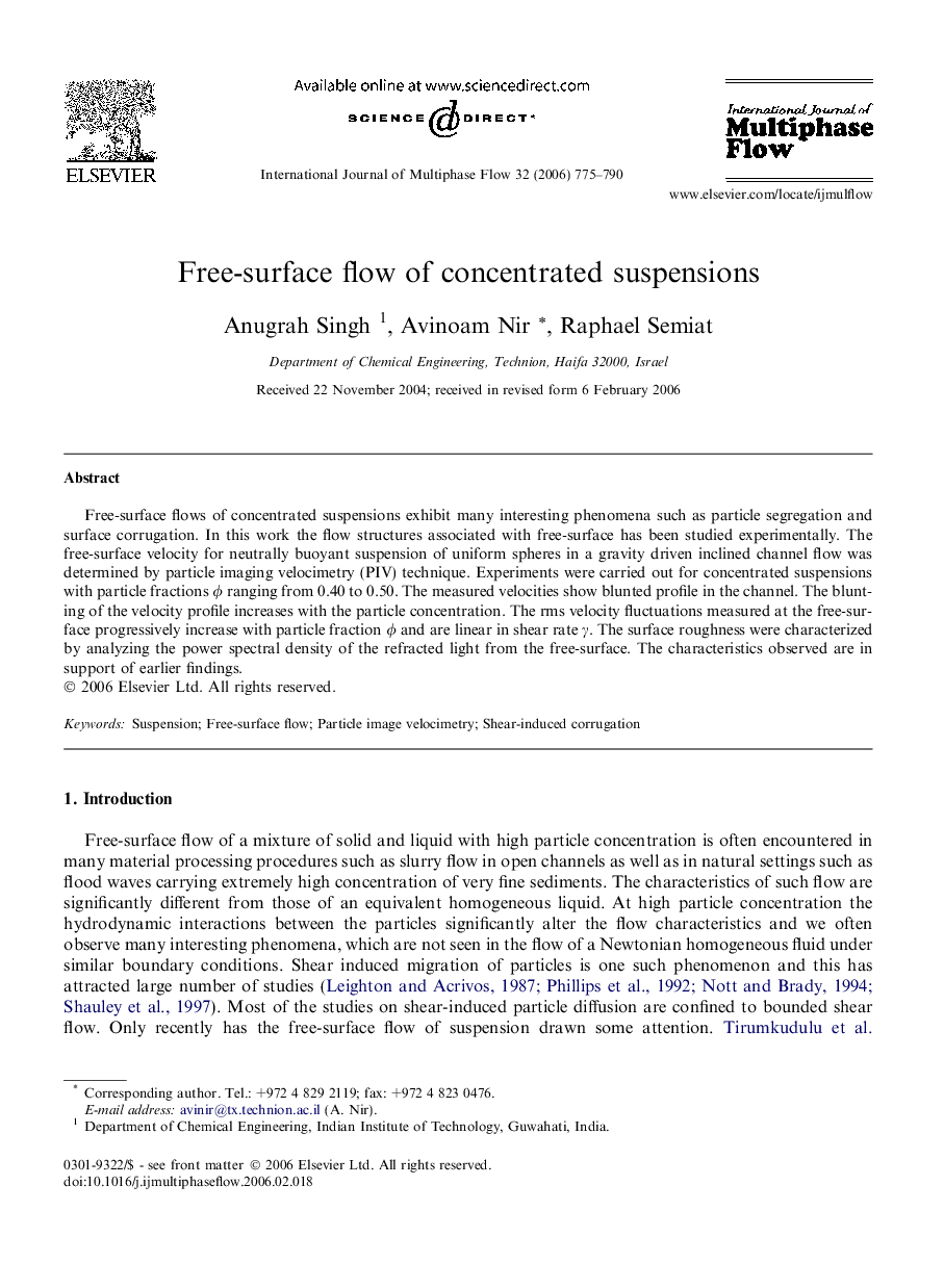 Free-surface flow of concentrated suspensions