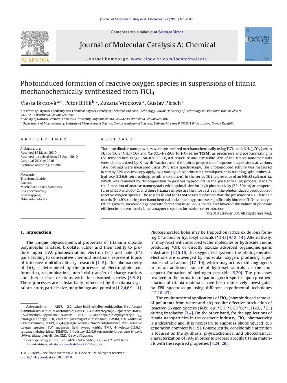 Photoinduced formation of reactive oxygen species in suspensions of titania mechanochemically synthesized from TiCl4