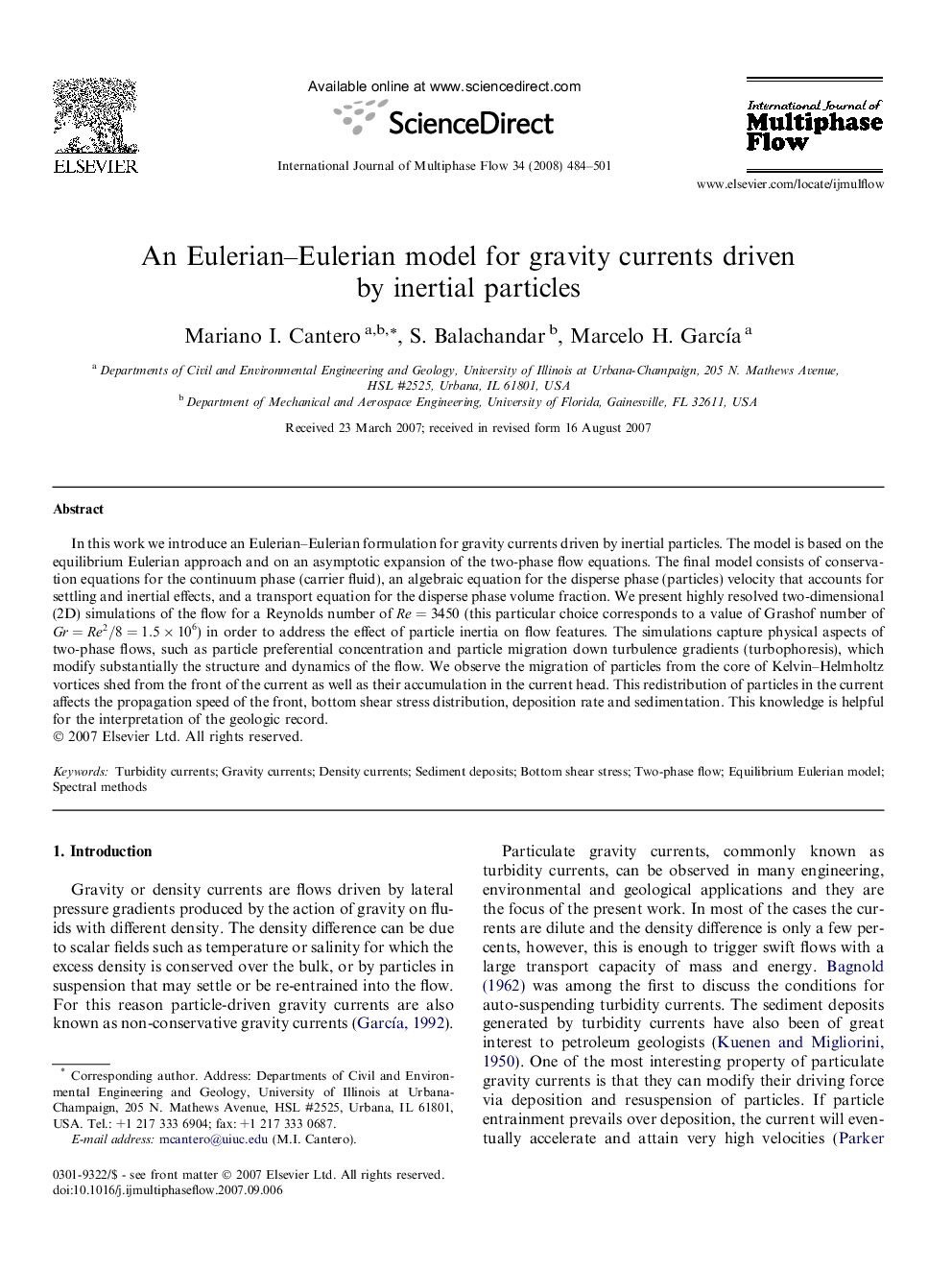 An Eulerian–Eulerian model for gravity currents driven by inertial particles