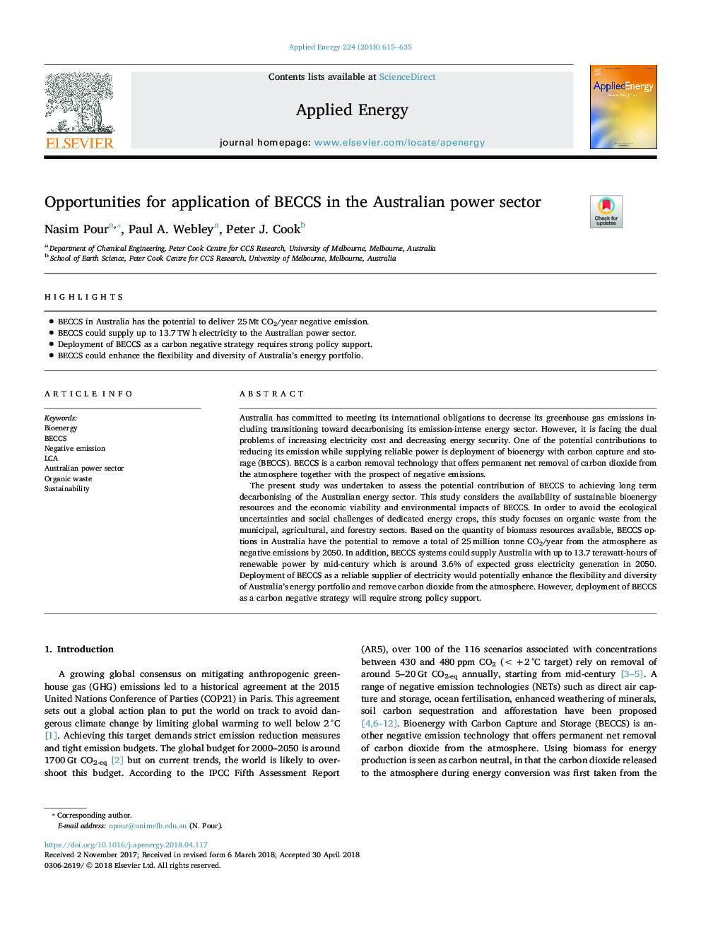 Opportunities for application of BECCS in the Australian power sector