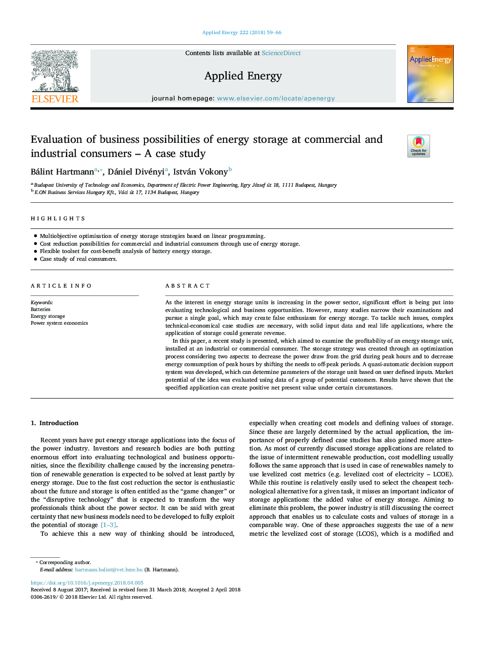 ارزیابی فرصت های تجاری ذخیره انرژی در مصرف کنندگان تجاری و صنعتی - مطالعه موردی 