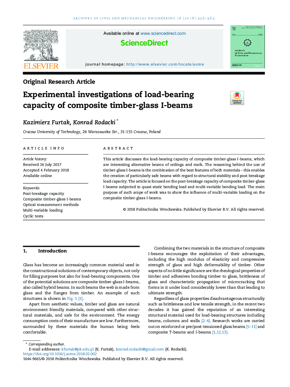 Experimental investigations of load-bearing capacity of composite timber-glass I-beams