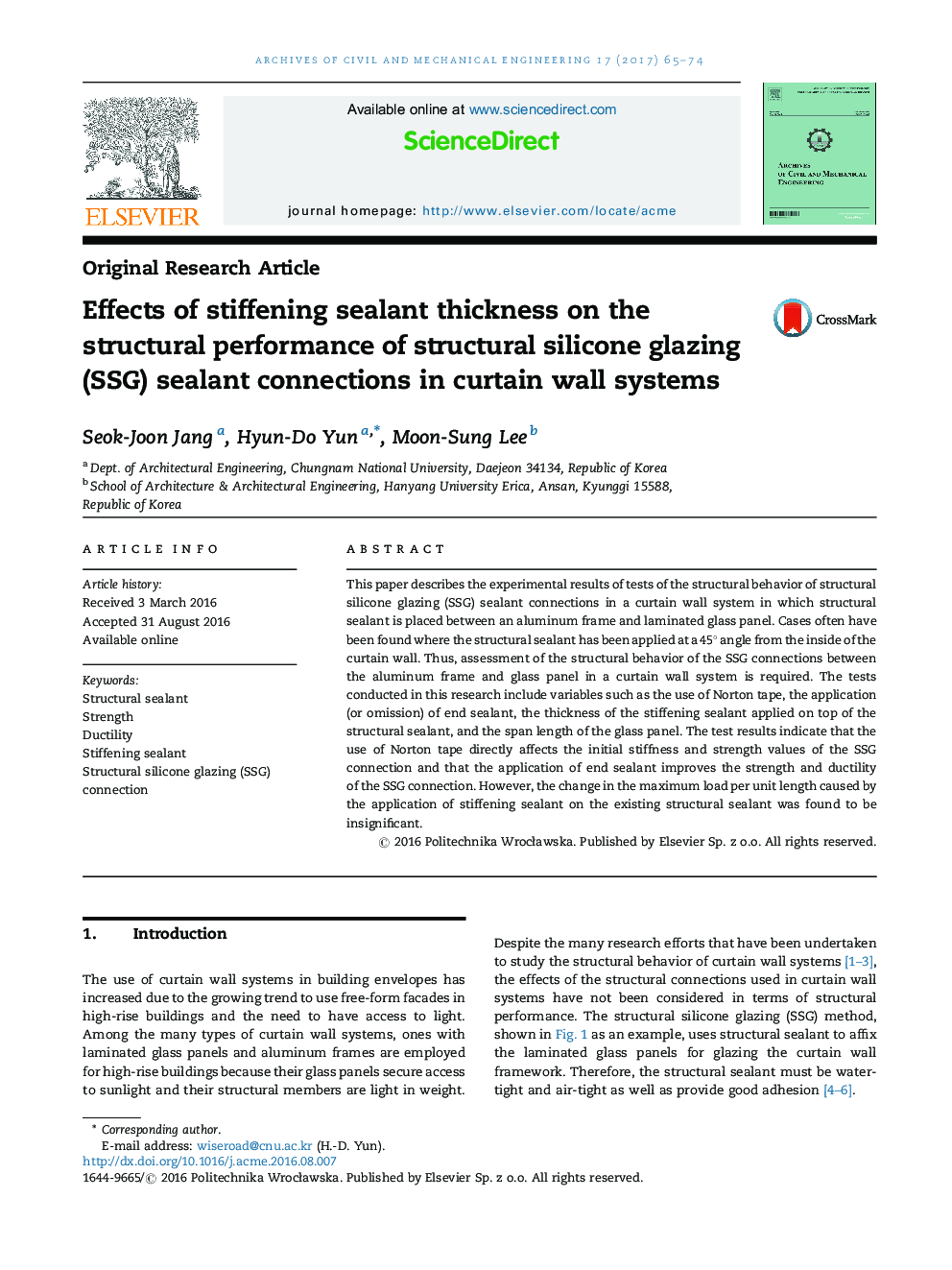 Effects of stiffening sealant thickness on the structural performance of structural silicone glazing (SSG) sealant connections in curtain wall systems