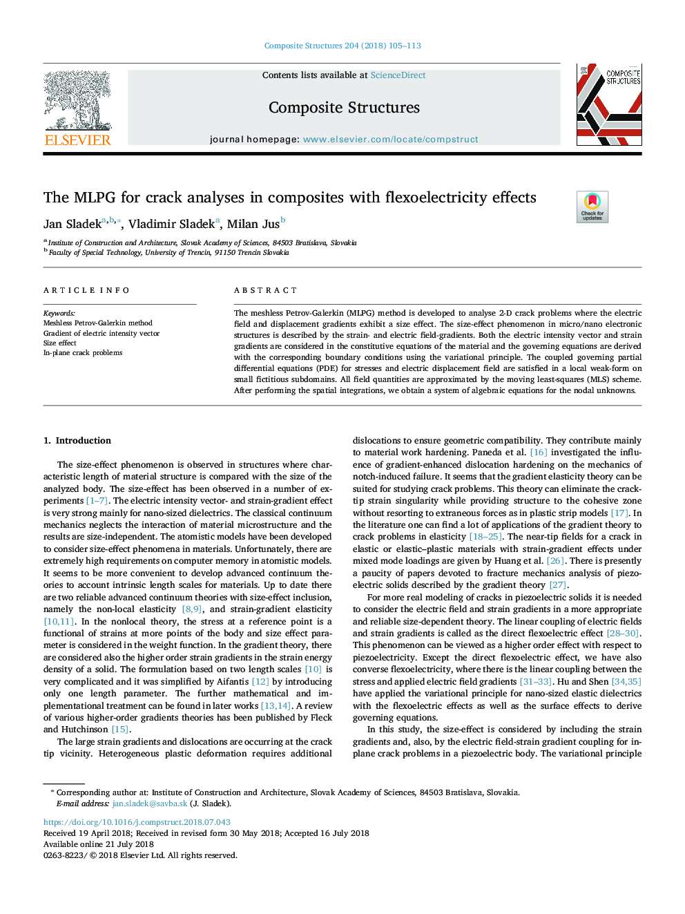 The MLPG for crack analyses in composites with flexoelectricity effects