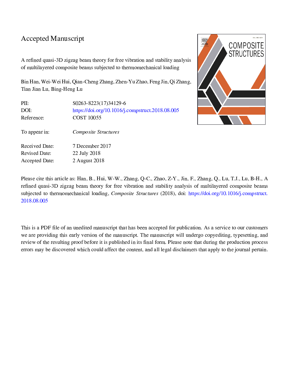 A refined quasi-3D zigzag beam theory for free vibration and stability analysis of multilayered composite beams subjected to thermomechanical loading