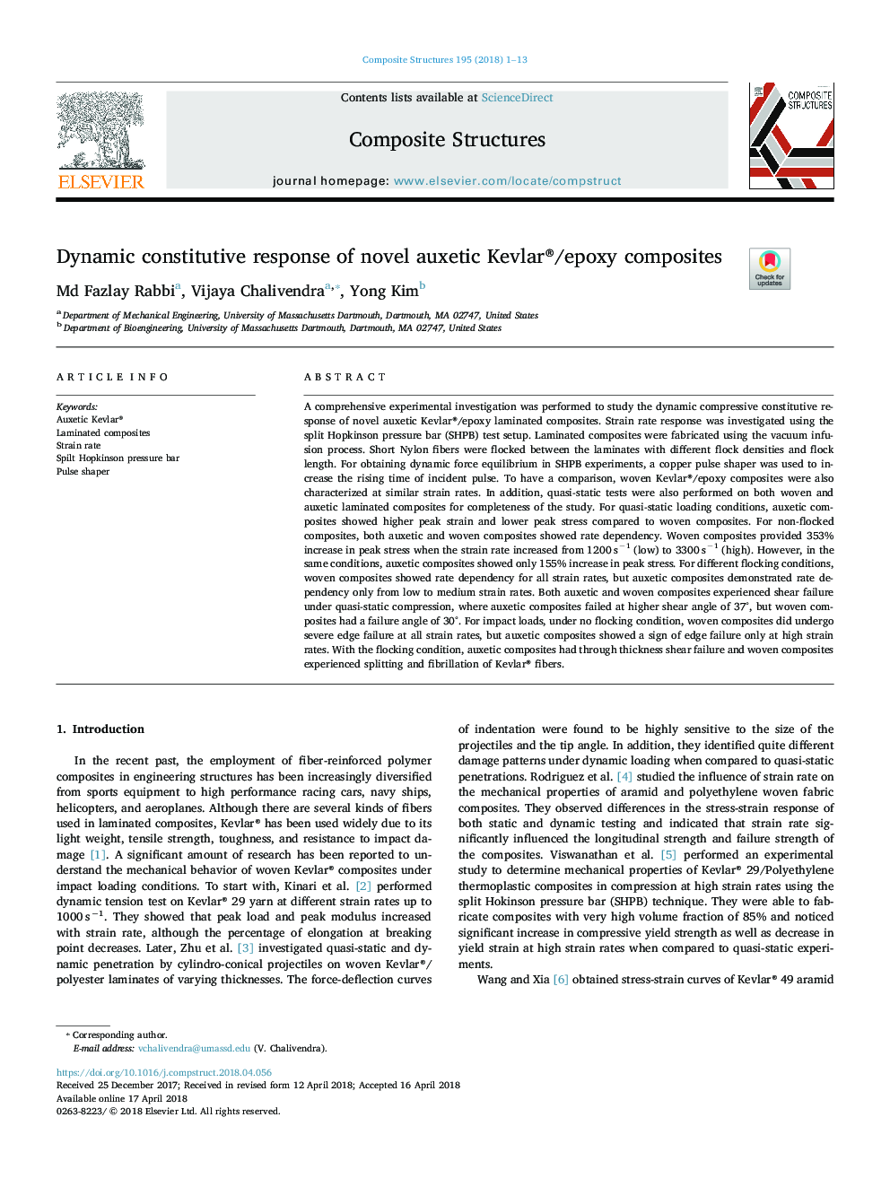 Dynamic constitutive response of novel auxetic Kevlar®/epoxy composites