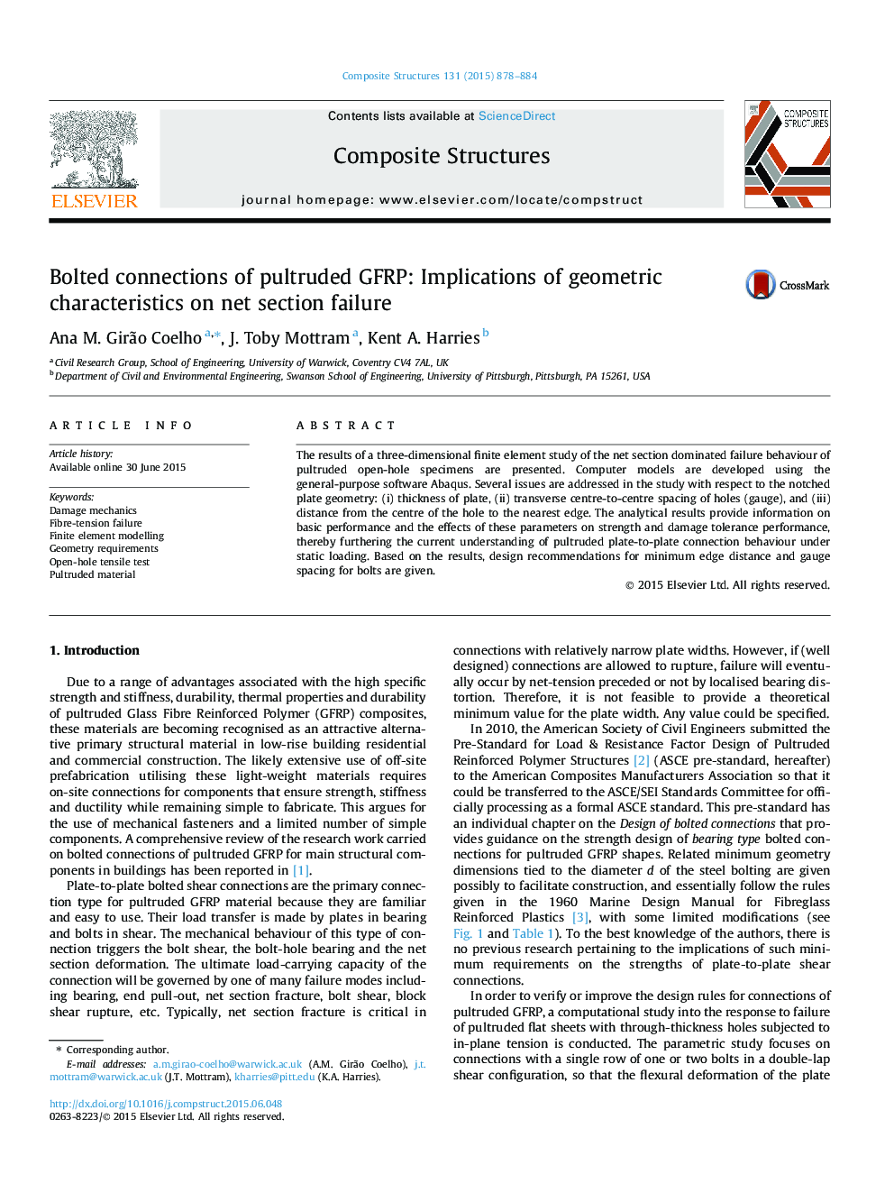 Bolted connections of pultruded GFRP: Implications of geometric characteristics on net section failure