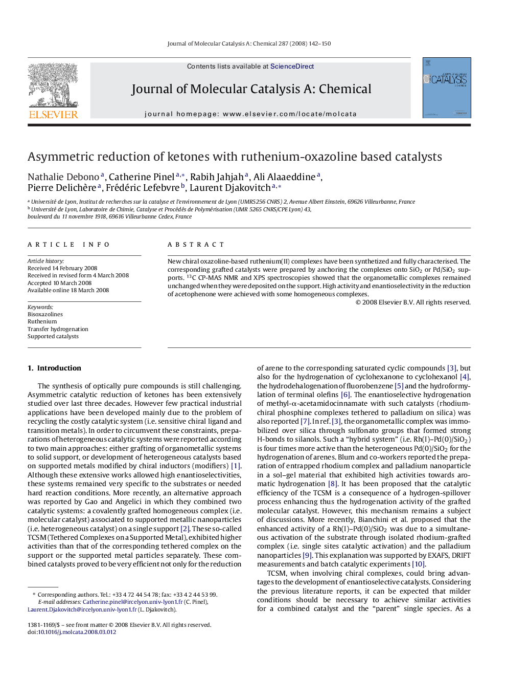 Asymmetric reduction of ketones with ruthenium-oxazoline based catalysts