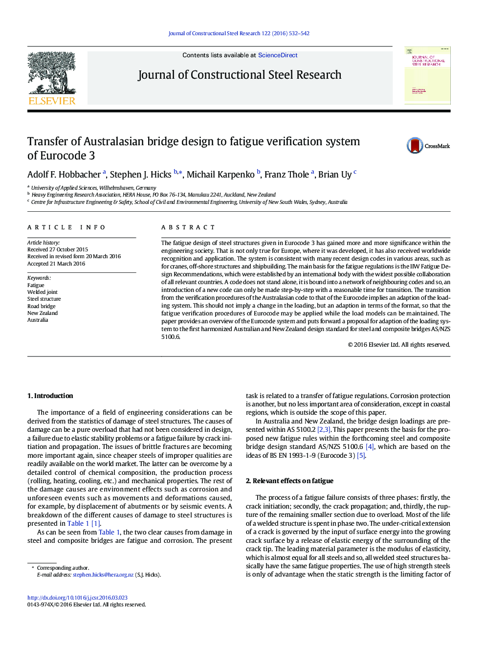 Transfer of Australasian bridge design to fatigue verification system of Eurocode 3