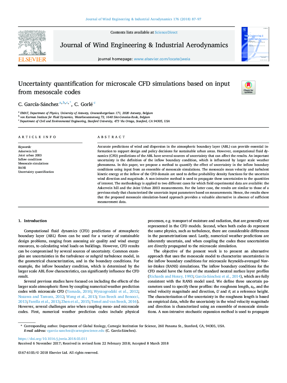 Uncertainty quantification for microscale CFD simulations based on input from mesoscale codes