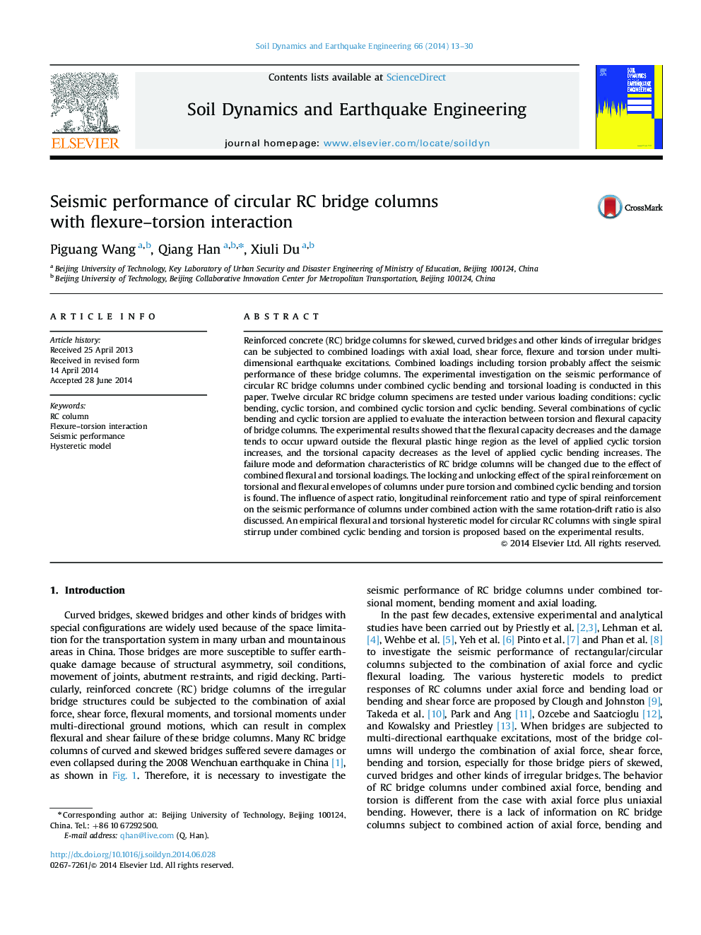 Seismic performance of circular RC bridge columns with flexure-torsion interaction