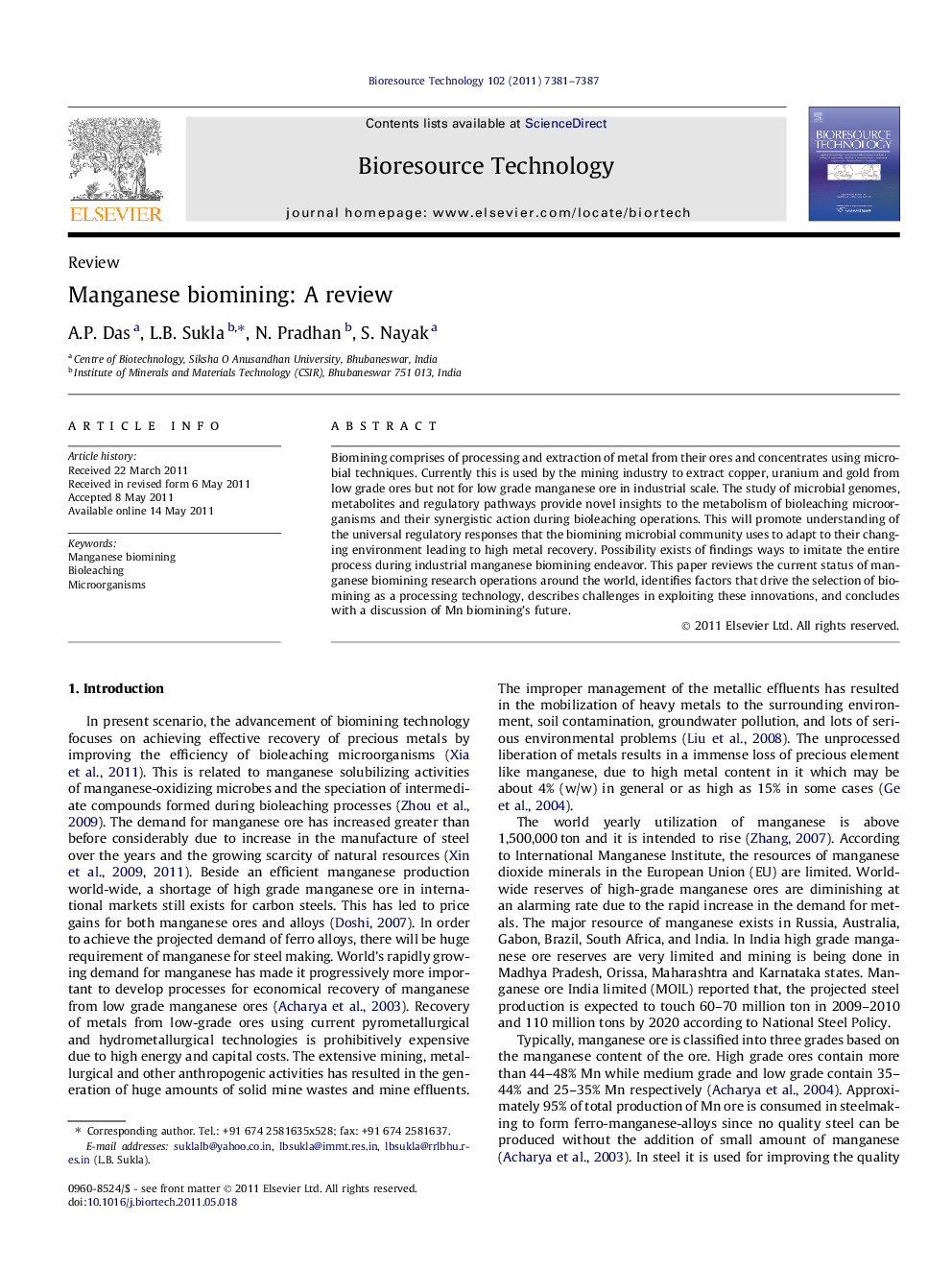 Manganese biomining: A review