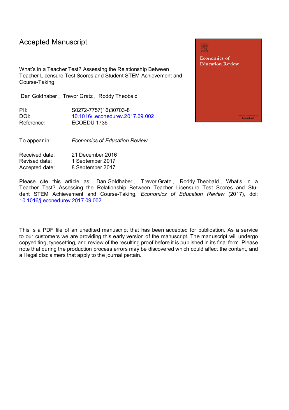 What's in a teacher test? Assessing the relationship between teacher licensure test scores and student STEM achievement and course-taking