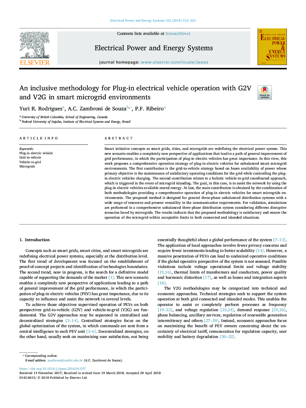 An inclusive methodology for Plug-in electrical vehicle operation with G2V and V2G in smart microgrid environments