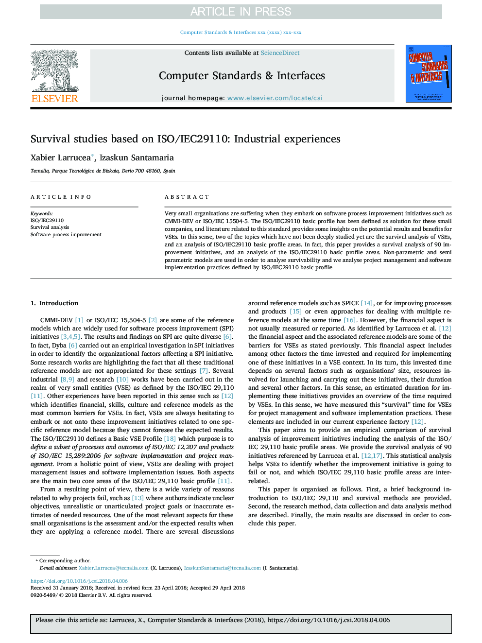 Survival studies based on ISO/IEC29110: Industrial experiences