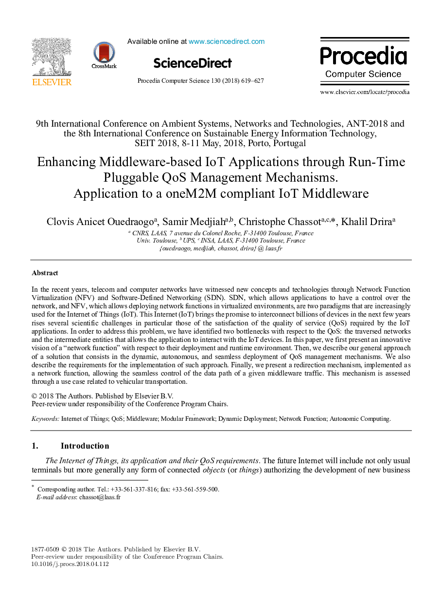 Enhancing Middleware-based IoT Applications through Run-Time Pluggable QoS Management Mechanisms. Application to a oneM2M compliant IoT Middleware